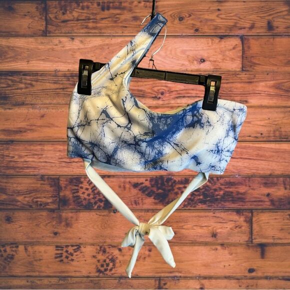 5 for $25🔥Large Single Shoulder Tie Dye Blue Bikini Swimsuit Top - Picture 1 of 6